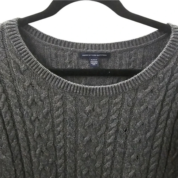 American Eagle Outfitters Gray Wool Blend Cable Knit Sweater Size Medium - Picture 3 of 8